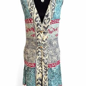 Christina Fairbanks boho blue and white patchwork vest